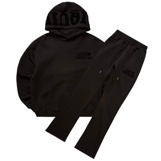 Liquid Crystals Chenille Hoodie & Pants Set (Black)
