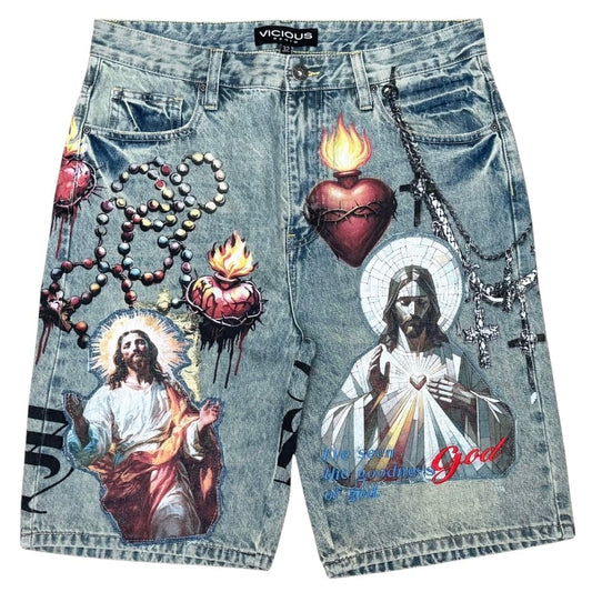 Vicious Denim Goodness Denim Shorts (Tint Blue) VC1206