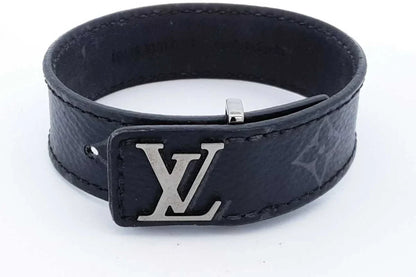 Louis Vuitton Monogram Eclipse Lv Slim Canvas Bracelet Size 19