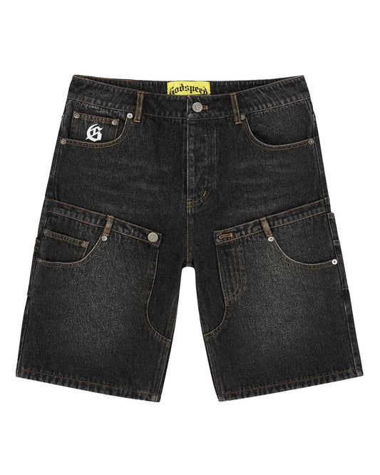 Godspeed Twin Panel Denim Shorts Black