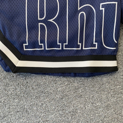 RHUDE COURT LOGO SHORTS NAVY