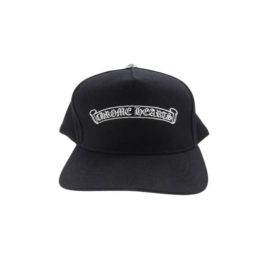 Chrome Hearts Embroidered Scroll Logo Baseball Hat Black White