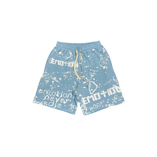 Mixed Emotions Graffiti Shorts Blue