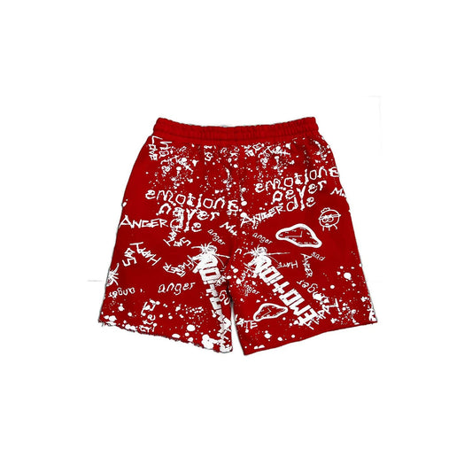 Mixed Emotions Graffiti Shorts Red