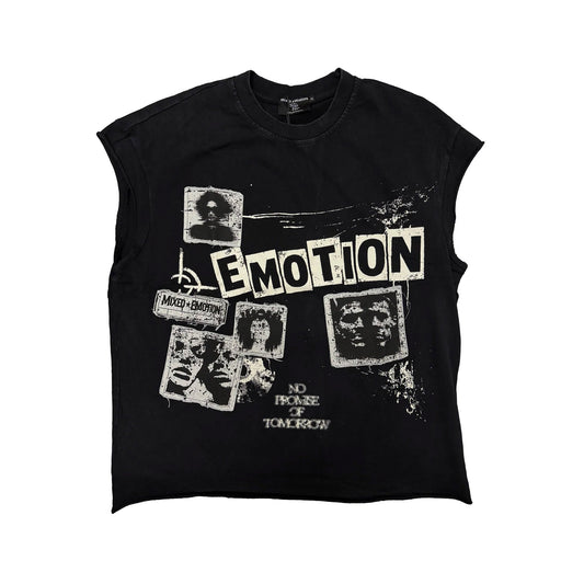 Mixed Emotions Newspaper Sleeveless Tee Black